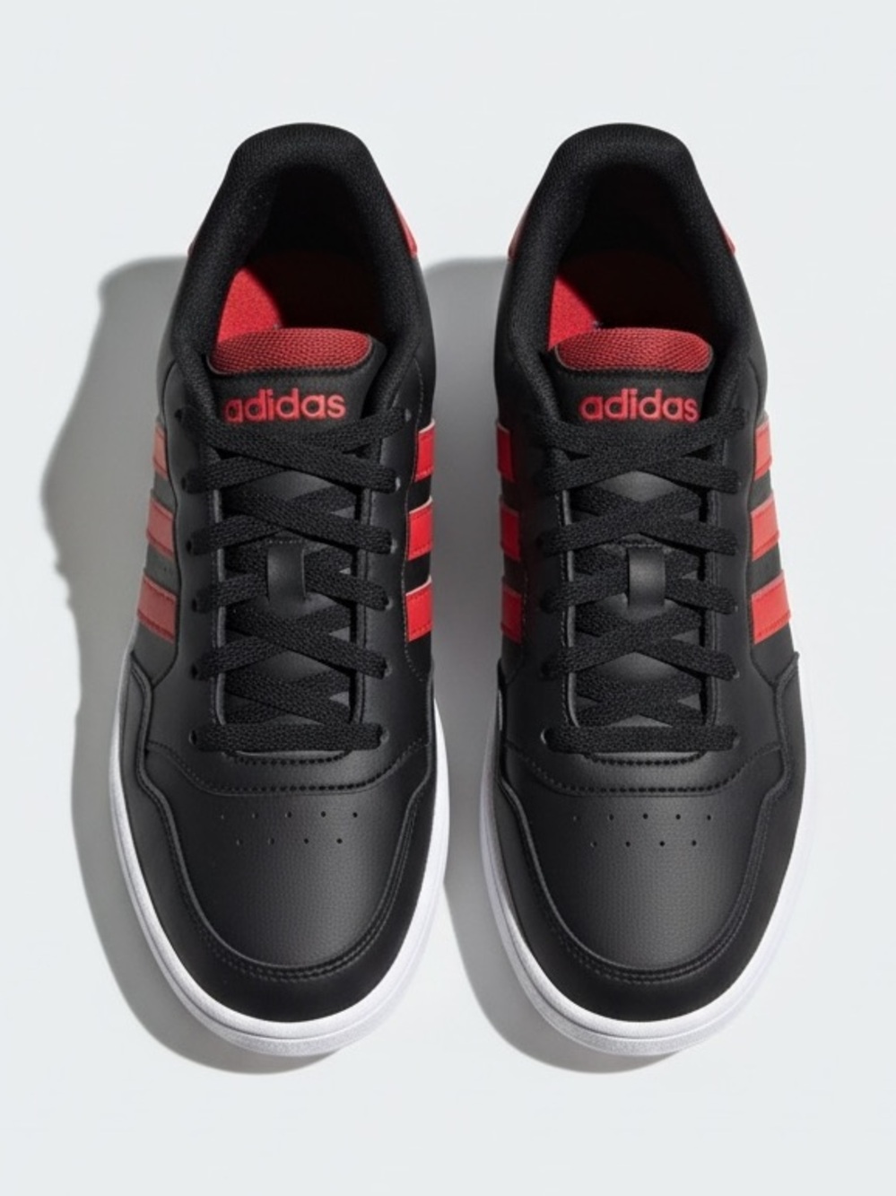 Adidas Court Sneaker Red Stripe Low Top Athletic Shoes Streetwear Black Size 10